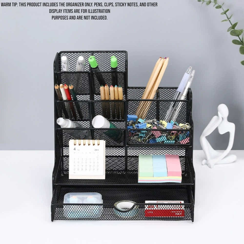 DS BS Mesh Desk Organizer with Drawer Pen Holder