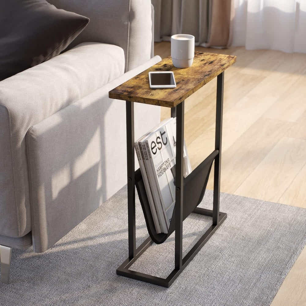 DS BS Narrow Side Table with Magazine Holder