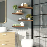 DS BS Set of 2 Floating Wall Shelves with Metal Bracket - Brown