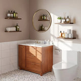 DS BS Set of 2 Floating Wall Shelves with Metal Bracket - Brown