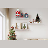 DS BS Set of 2 Floating Wall Shelves with Metal Bracket - White