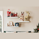 DS BS Set of 2 Floating Wall Shelves with Metal Bracket - White