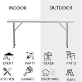 DS BS Slim Folding Table 180×45cm Space Saving Design with Strong Steel Legs