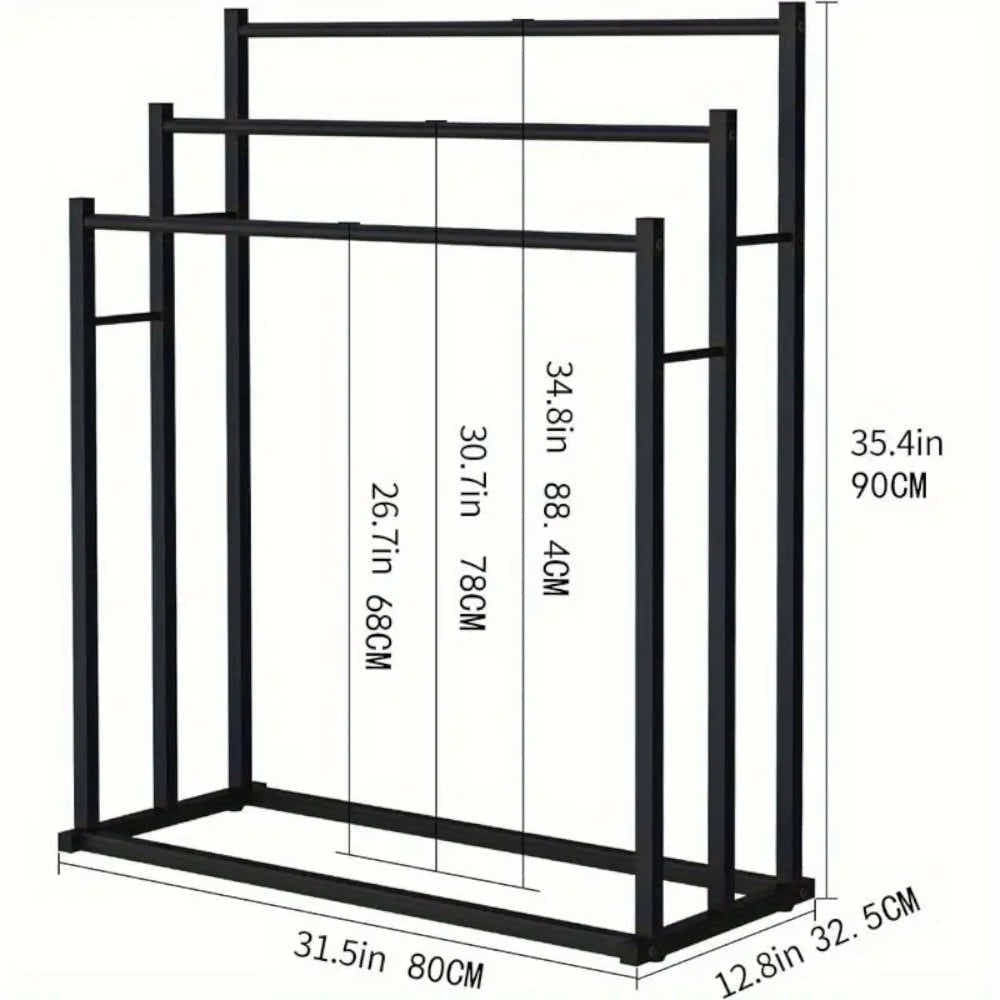 DS BS Free Standing 3 Tier Metal Towel Rack Bathroom Towel Holder
