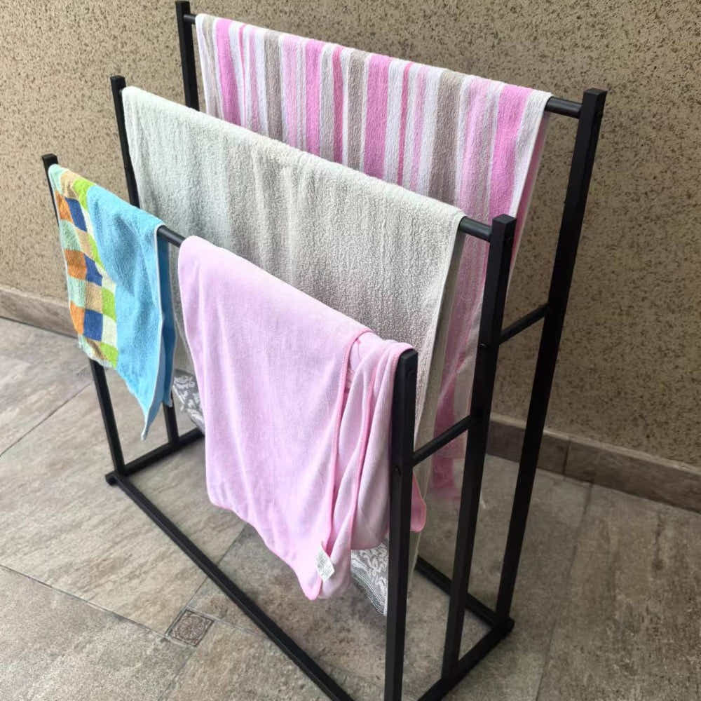 DS BS Free Standing 3 Tier Metal Towel Rack Bathroom Towel Holder