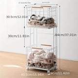 DS BS 2 Tier Laundry Basket Cart with Wheels Removable Wire Baskets