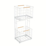 DS BS 2 Tier Laundry Basket Cart with Wheels Removable Wire Baskets