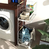 DS BS 2 Tier Laundry Basket Cart with Wheels Removable Wire Baskets