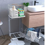 DS BS 2 Tier Laundry Basket Cart with Wheels Removable Wire Baskets
