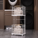 DS BS 2 Tier Laundry Basket Cart with Wheels Removable Wire Baskets