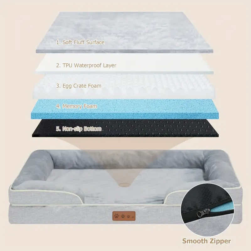 DS BS Orthopedic Memory Foam Dog Bed with Bolster Sides - 3XL