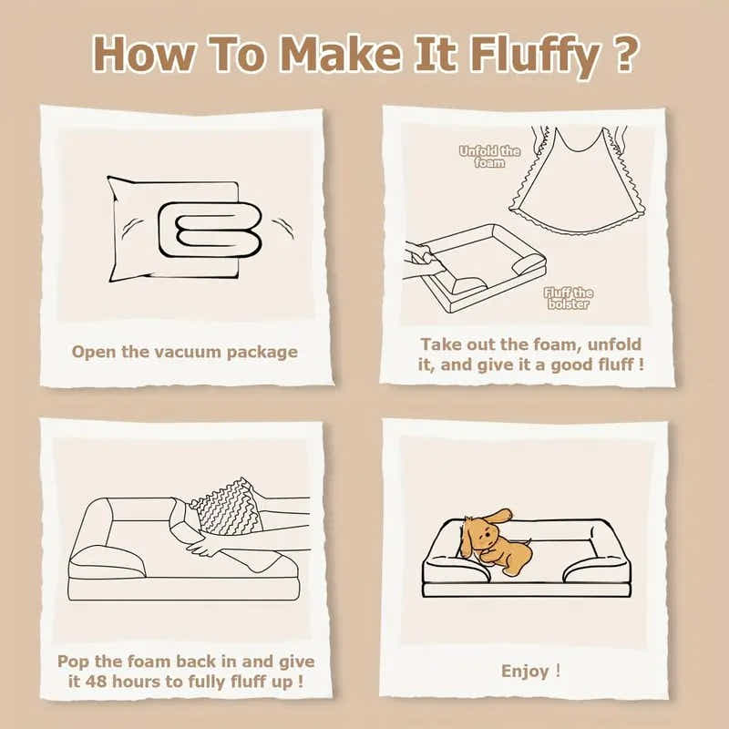 DS BS Orthopedic Memory Foam Dog Bed with Bolster Sides - 3XL