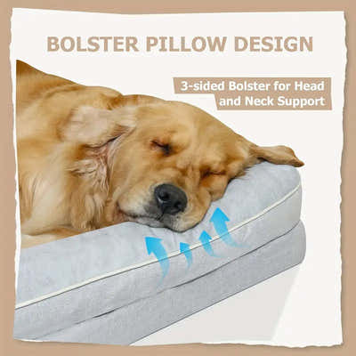 DS BS Orthopedic Memory Foam Dog Bed with Bolster Sides - L