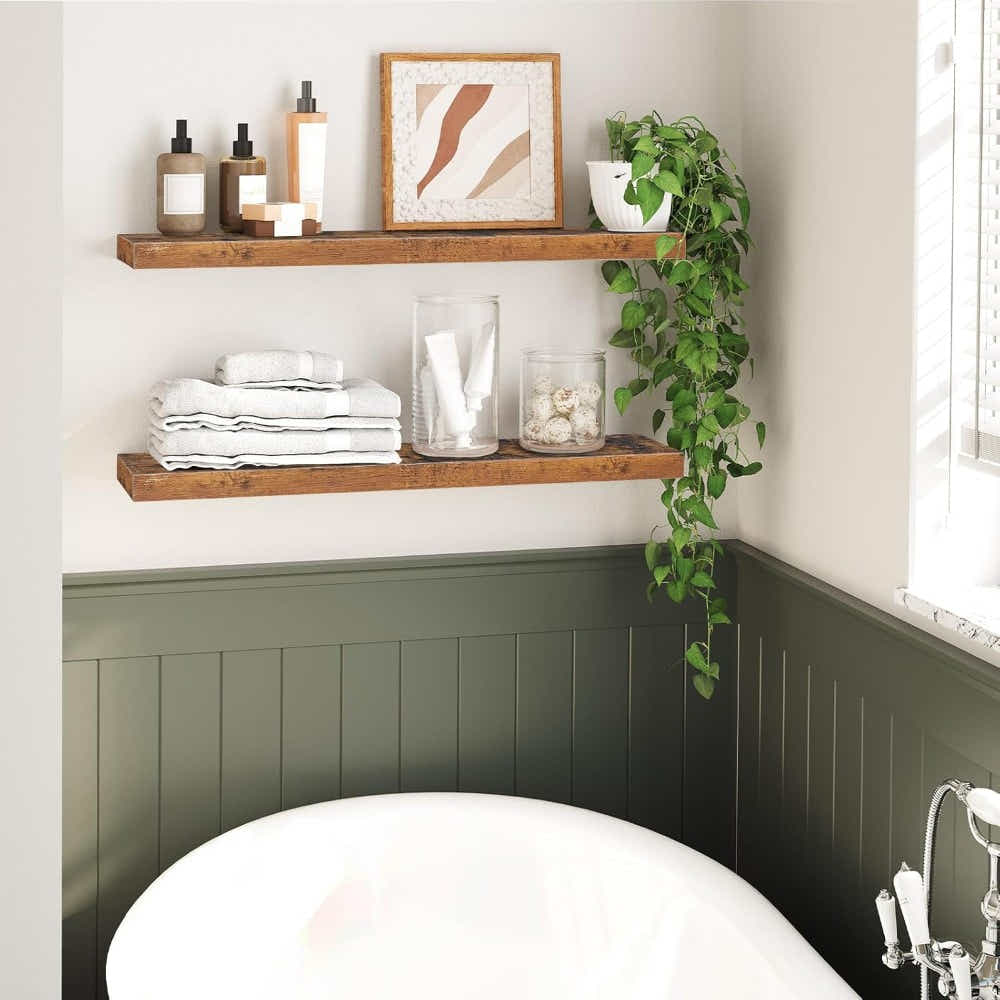 DS BS Set of 2 Rustic Floating DIY Wall Shelves – 100cm