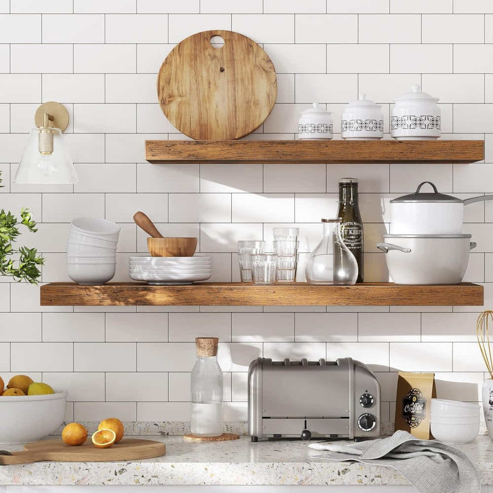 DS BS Set of 2 Rustic Floating DIY Wall Shelves – 100cm