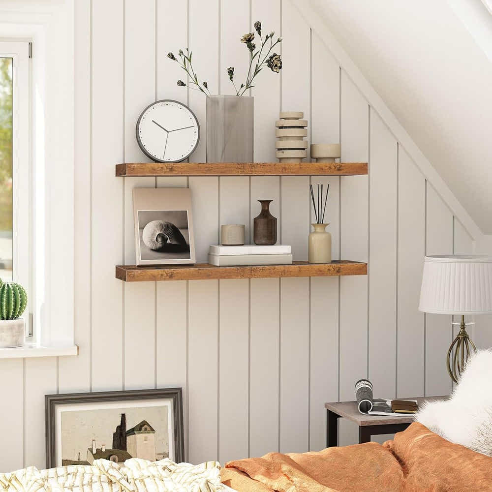 DS BS Set of 2 Rustic Floating DIY Wall Shelves – 60cm