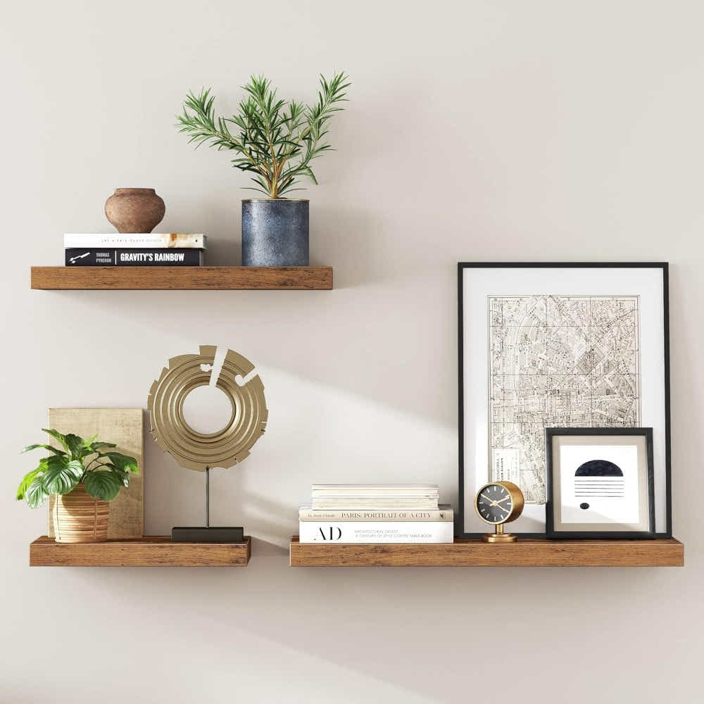 DS BS Set of 2 Rustic Floating DIY Wall Shelves – 60cm