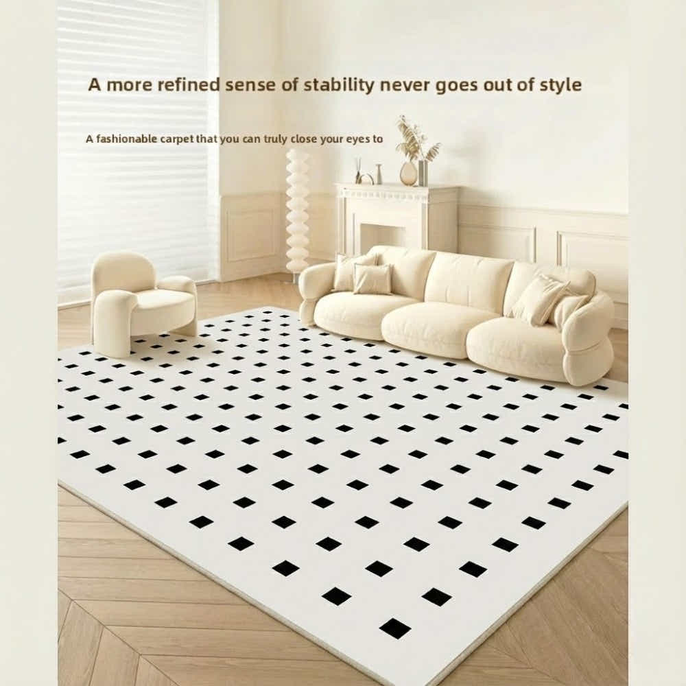 DS BS Area Rug 200x300cm Modern Minimalist Living Room Carpet - Pure White Grid