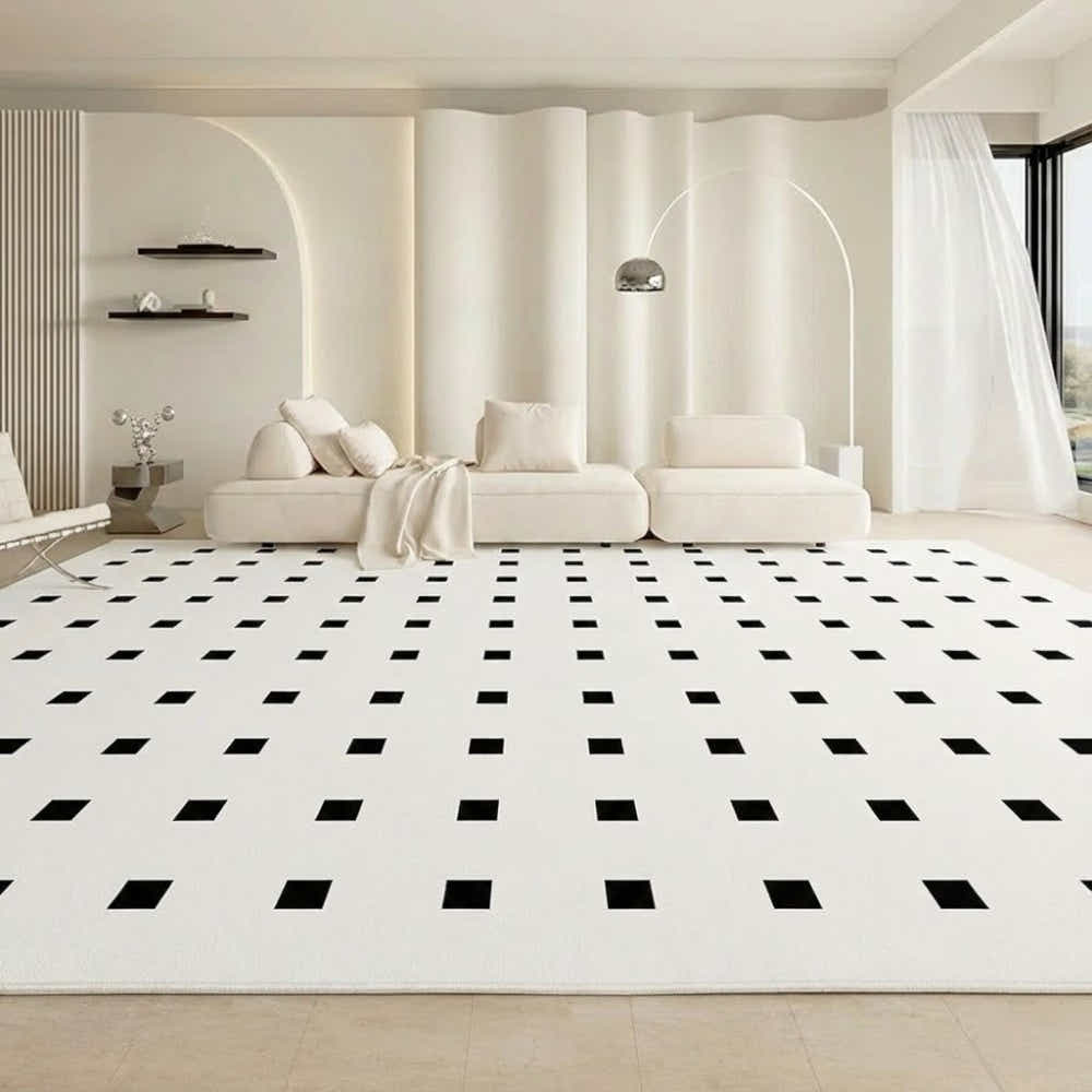 DS BS Area Rug 160x250cm Modern Minimalist Living Room Carpet - Pure White Grid