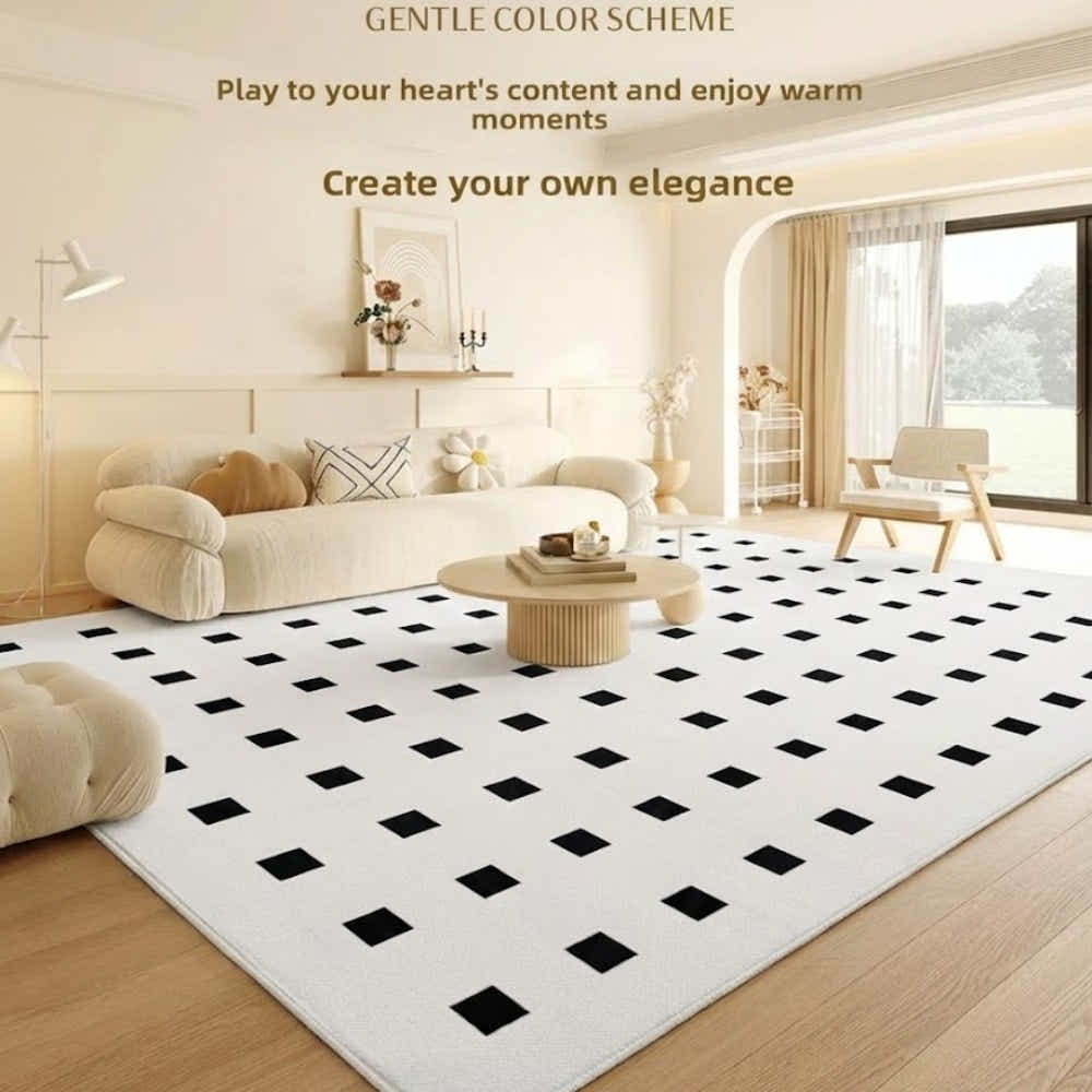 DS BS Area Rug 160x250cm Modern Minimalist Living Room Carpet - Pure White Grid
