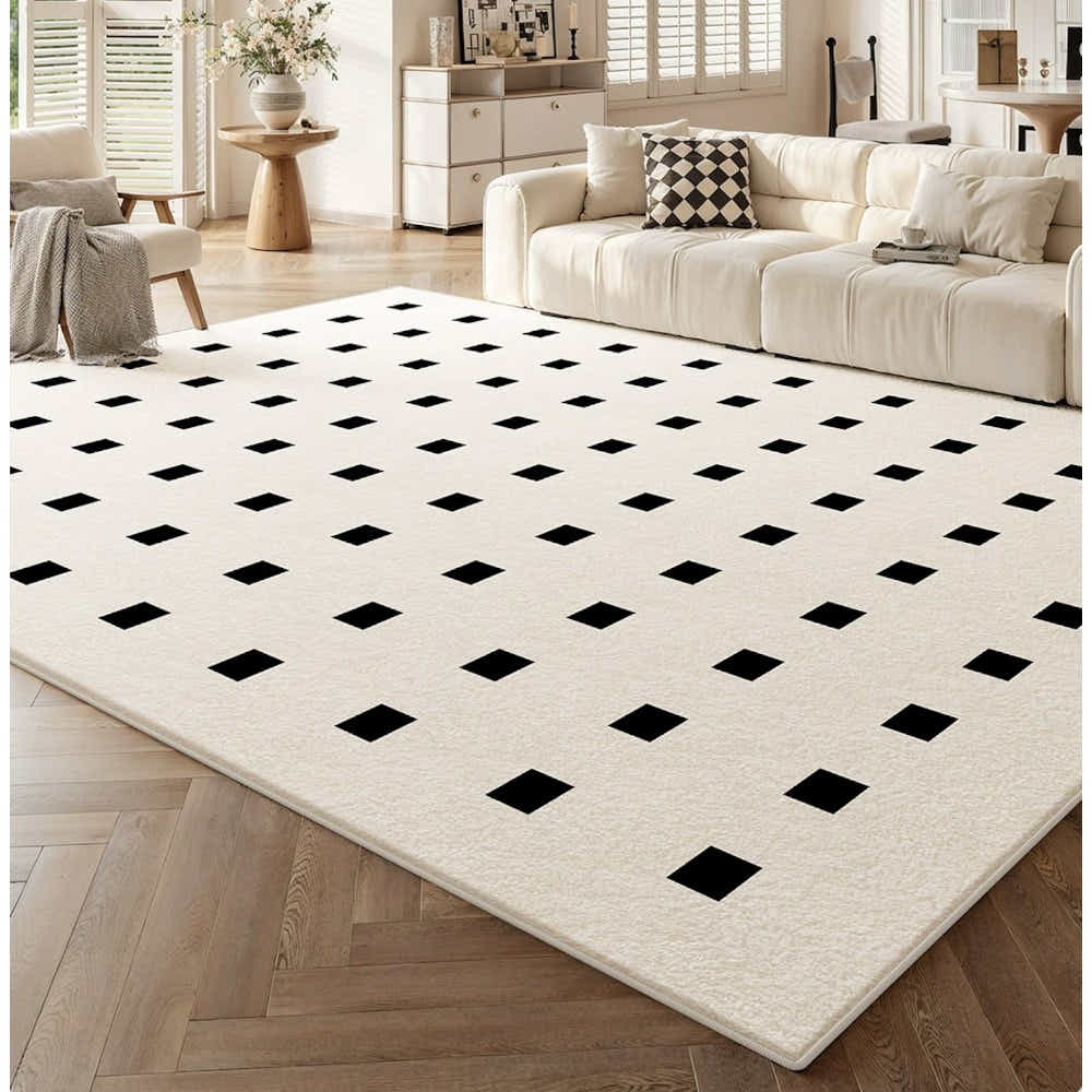 DS BS Area Rug 140x200cm Modern Minimalist Living Room Carpet - Pure White Grid