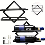 DS BS 2 Pack Wall Mounted Wine Rack Collapsible Metal Bottle Holder