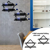 DS BS 2 Pack Wall Mounted Wine Rack Collapsible Metal Bottle Holder