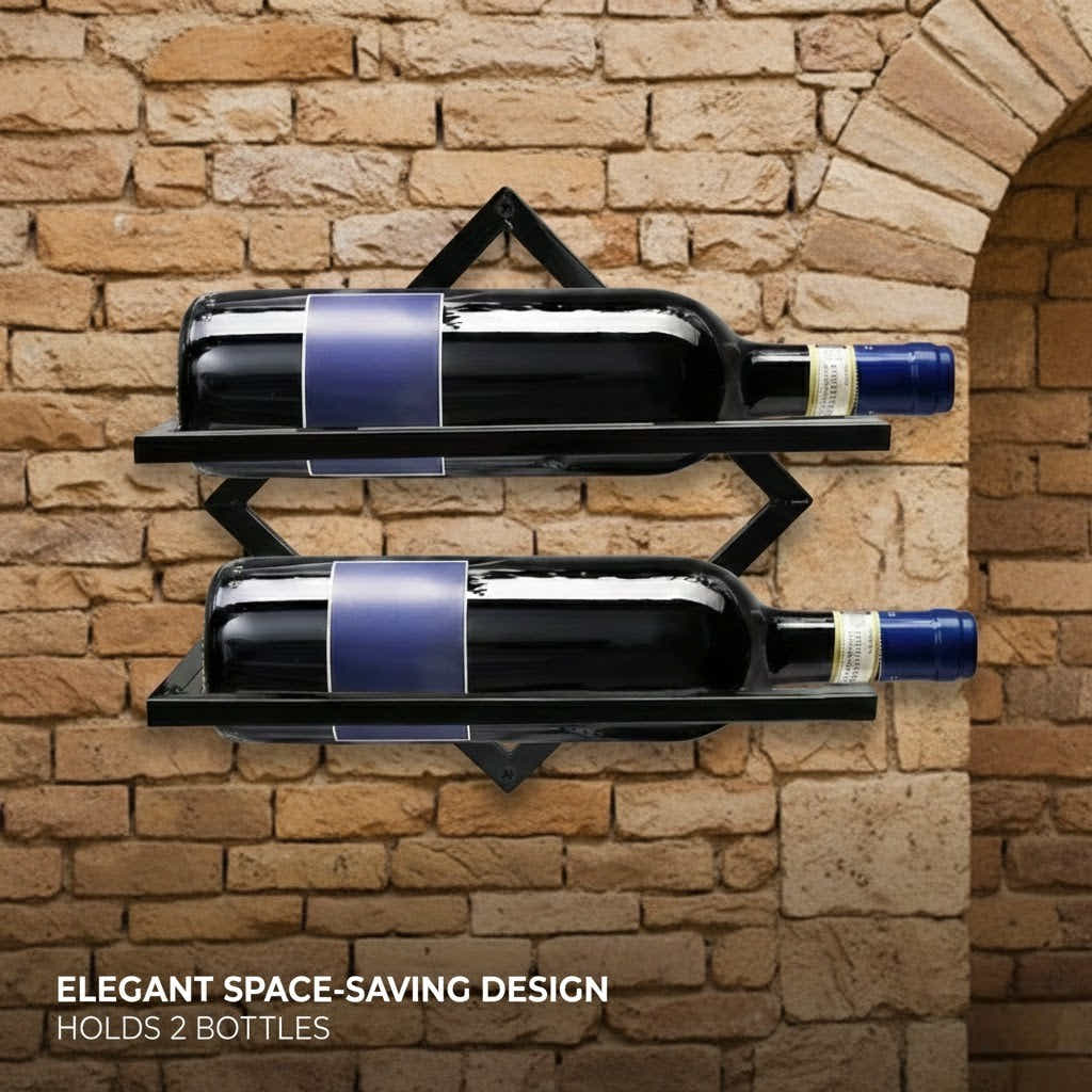 DS BS 2 Pack Wall Mounted Wine Rack Collapsible Metal Bottle Holder