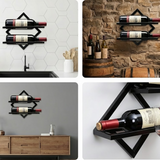 DS BS 2 Pack Wall Mounted Wine Rack Collapsible Metal Bottle Holder