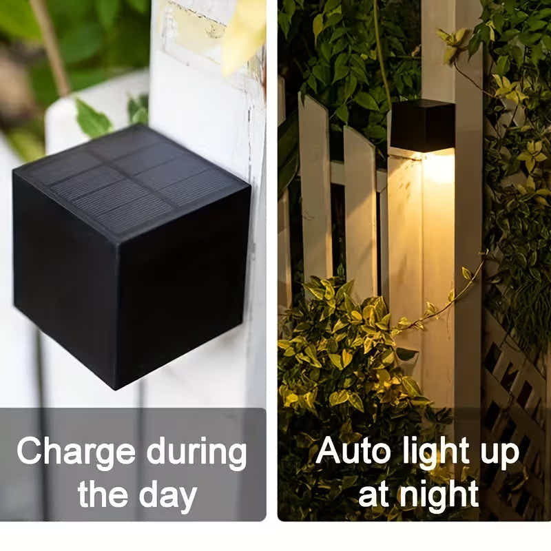 DS BS Solar Square Wall Lamp Outdoor Waterproof LED Fence Light Smart Sensor