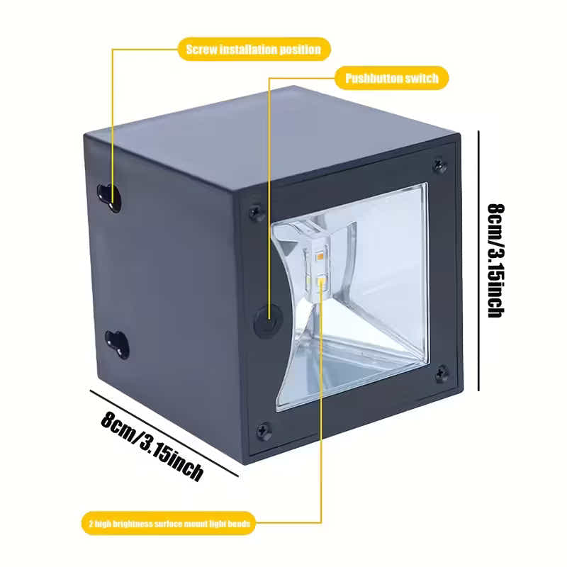 DS BS Solar Square Wall Lamp Outdoor Waterproof LED Fence Light Smart Sensor