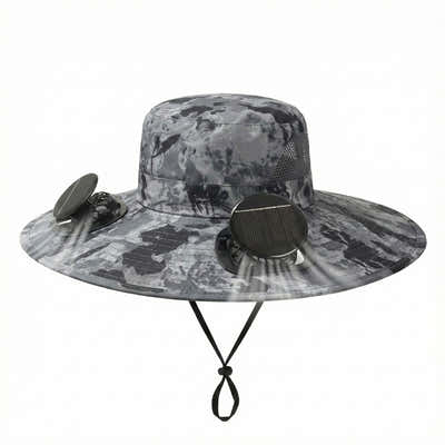 DS BS Solar Fan Hat with Dual Cooling, USB Rechargeable for Fishing , Outdoor