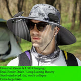 DS BS Solar Fan Hat with Dual Cooling, USB Rechargeable for Fishing , Outdoor