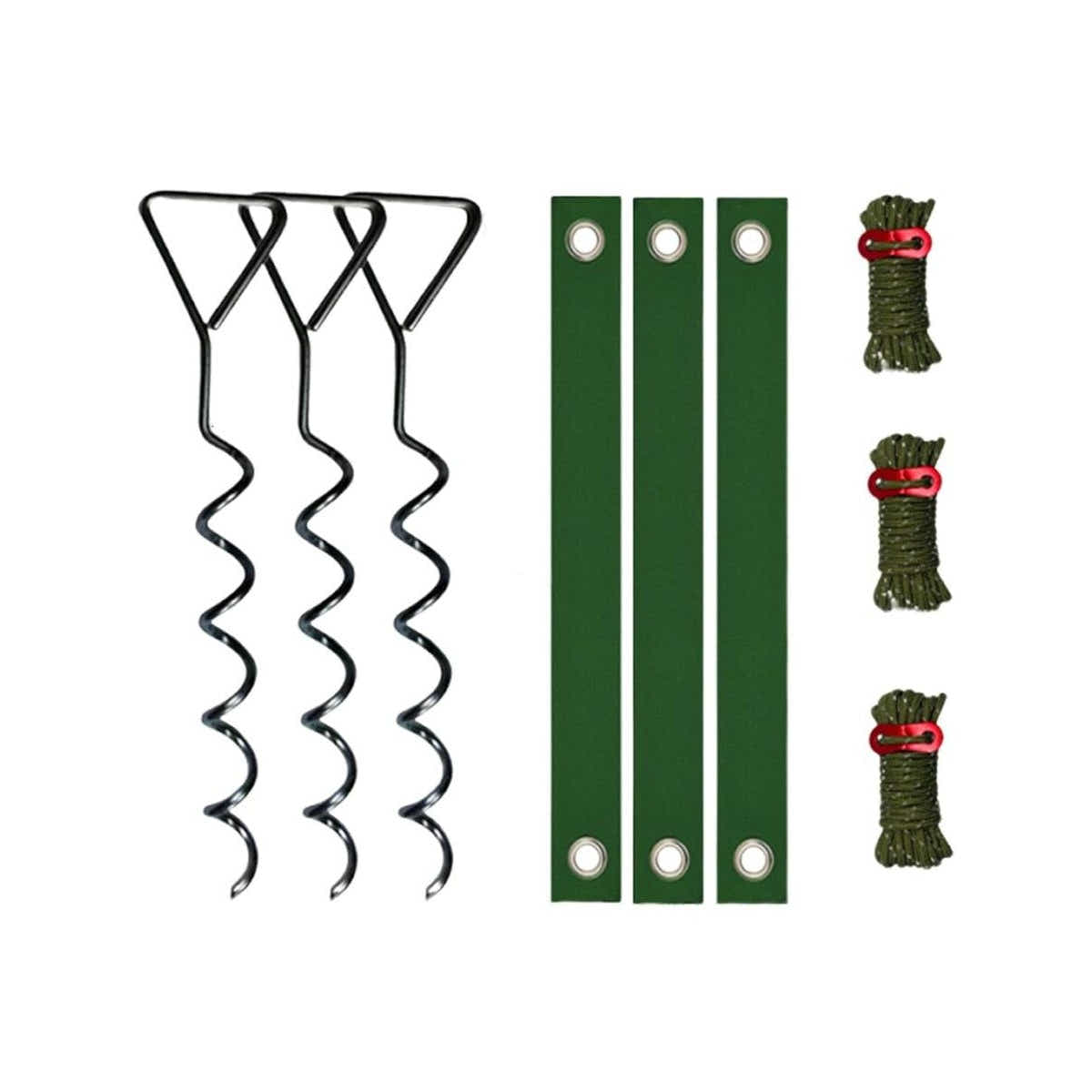 DS BS 9Pcs Metal Spiral Ground Anchor Kit 40cm with Reflective Tie Down Ropes