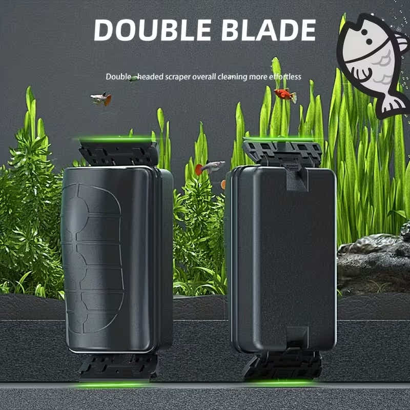 DS BS Magnetic Fish Tank Brush with Double Sided Scraper Size - L