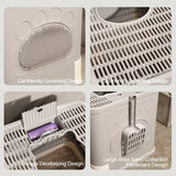 DS BS Foldable Cat Litter Box with Drawer, Enclosed Cat Toilet with Top Exit