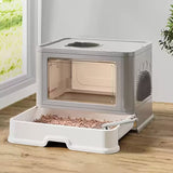 DS BS Foldable Cat Litter Box with Drawer, Enclosed Cat Toilet with Top Exit