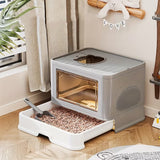 DS BS Foldable Cat Litter Box with Drawer, Enclosed Cat Toilet with Top Exit