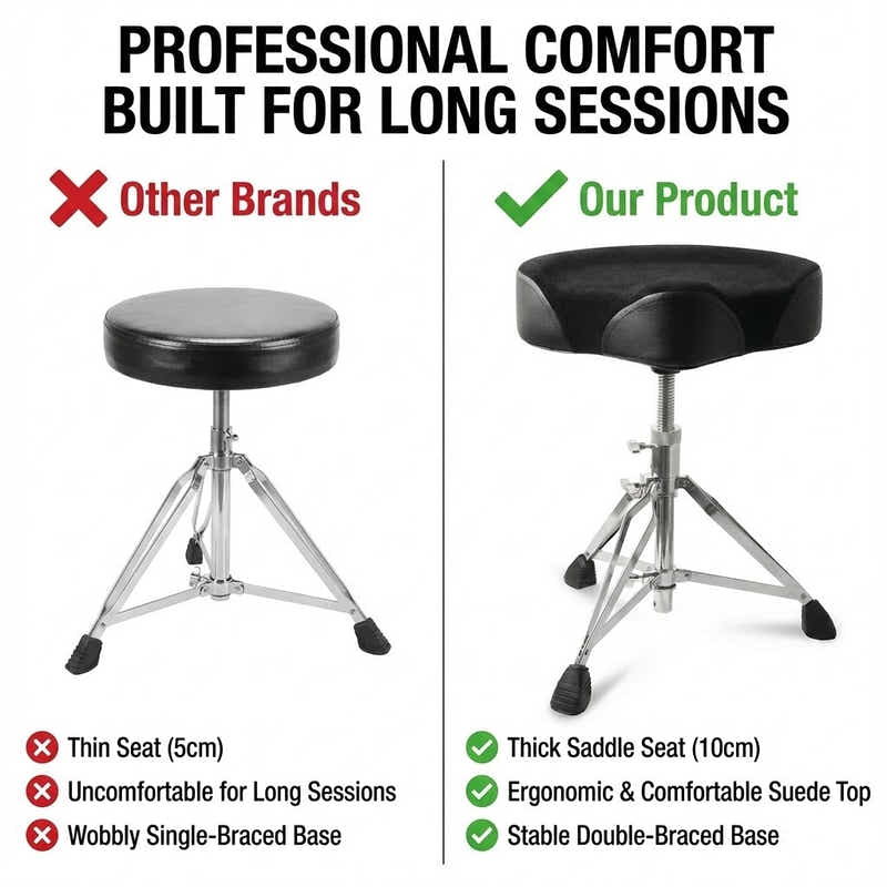 DS BS Drum Stool Saddle Throne Double Braced Tripod Base