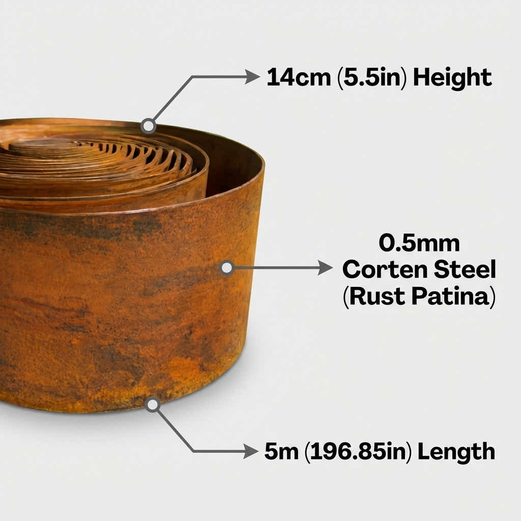 DS BS Garden Edging Flexible Rusty Metal Landscape Border - 5m