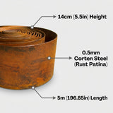 DS BS Garden Edging Flexible Rusty Metal Landscape Border - 5m