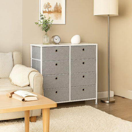 DS BS 8 Drawers Steel Frame Fabric Storage Chest- Gray