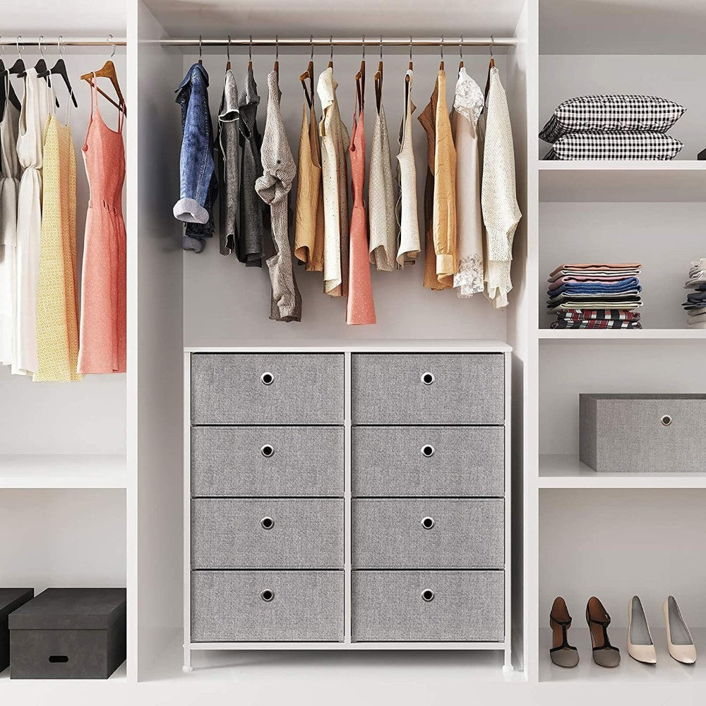 DS BS 8 Drawers Steel Frame Fabric Storage Chest- Gray