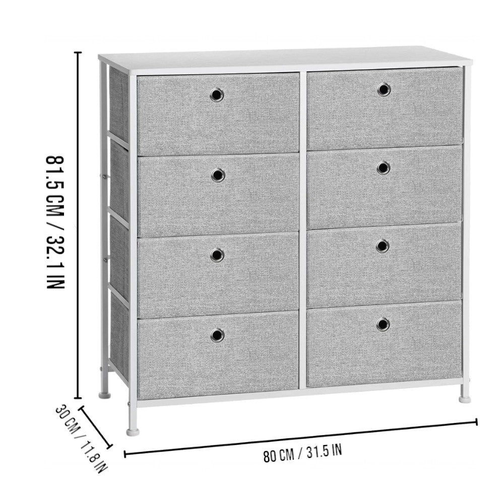 DS BS 8 Drawers Steel Frame Fabric Storage Chest- Gray