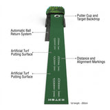 DS BS Single-Hole Golf Putting Mat | Green, 3D arrow