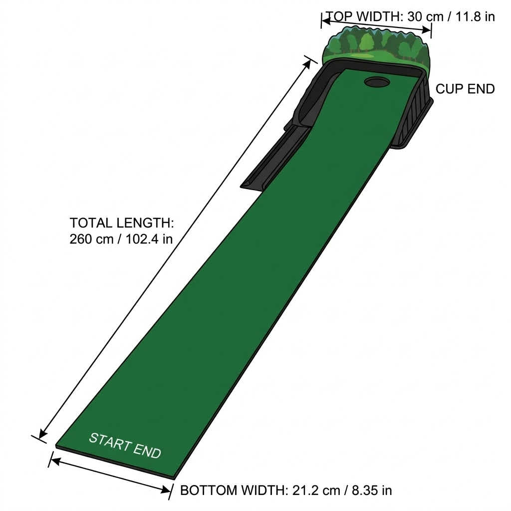 DS BS Single-Hole Golf Putting Mat | Green, 3D arrow