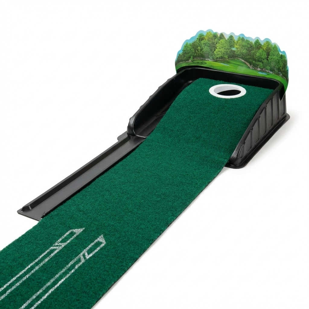 DS BS Single-Hole Golf Putting Mat | Green, 3D arrow