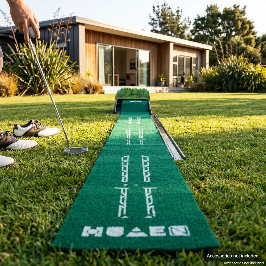 DS BS Single-Hole Golf Putting Mat | Green, 3D arrow