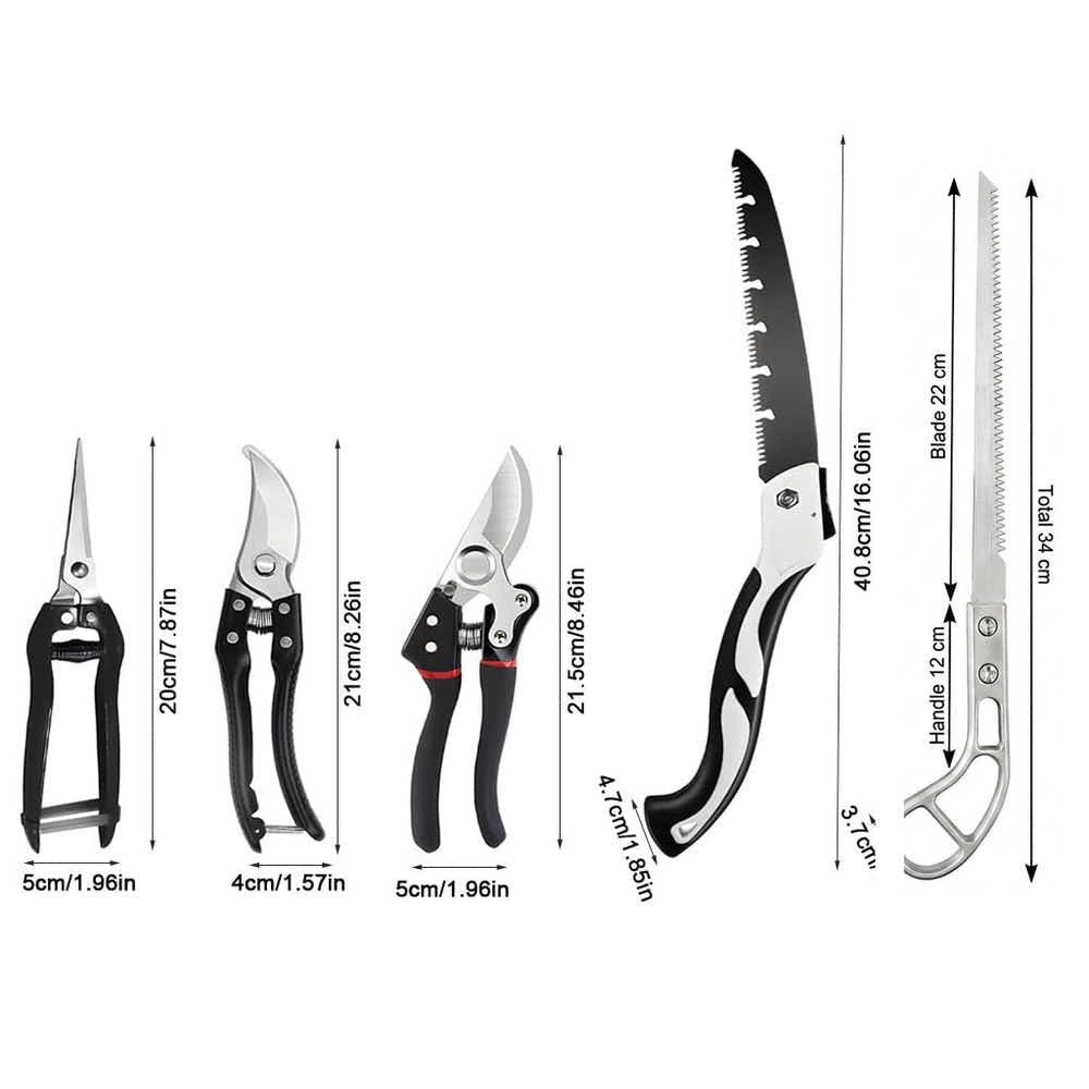 DS BS 5-Piece Gardening Tool Set | Black + Steel Color