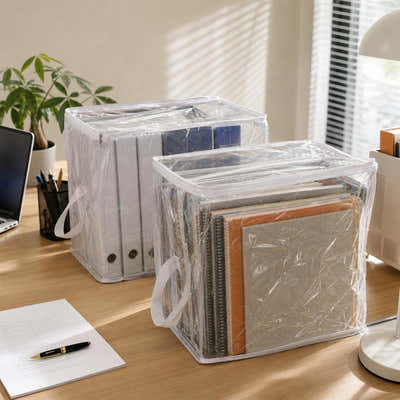 DS BS 2-Pack Clear Storage Bags | Cream White, Large